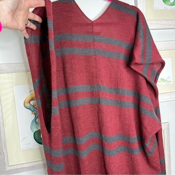 Known Supply Red & Gray Handmade Wool Sleeveless Duster Sweater One Size - Picture 6 of 11